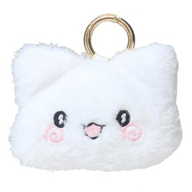 K Company Hanamaru Ghost (H8.4 x W10 x D5 cm) Mini Face Pouch with Carabiner, Opening Mouth (H8.4 x W10 x D5 cm)