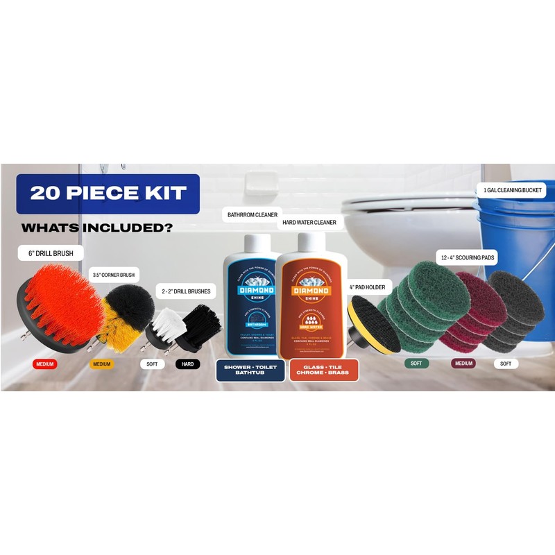 Complete Hard Water Stain Drill Cleaning Kit – 20 Piece