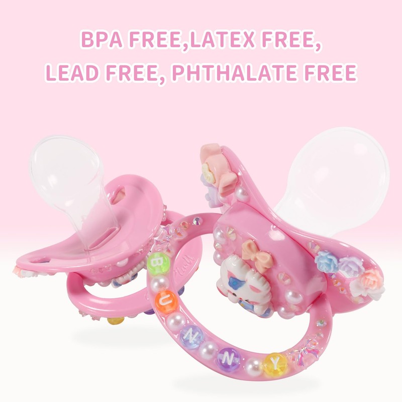 CutiePlusU Adult Sized Pacifier Dummy for Adult-Big Shield DIY Handmade-Bunny
