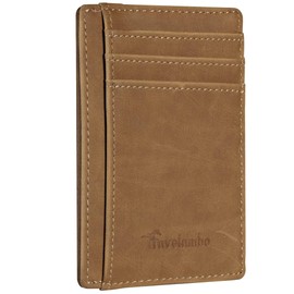 Travelambo Slim Wallet Front Pocket Minimalist Leather RFID Blocking Medium Size