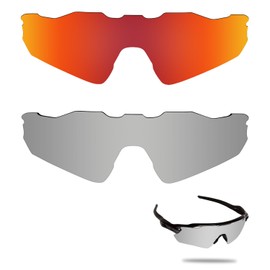 Fiskr Polarized Lenses Replacement for Oakley Radar EV Path(OO9208) Sunglasses with Impact Resistance, UV Rays Protection and Multifunctional Protection(Fire Red & Metallic Silver)