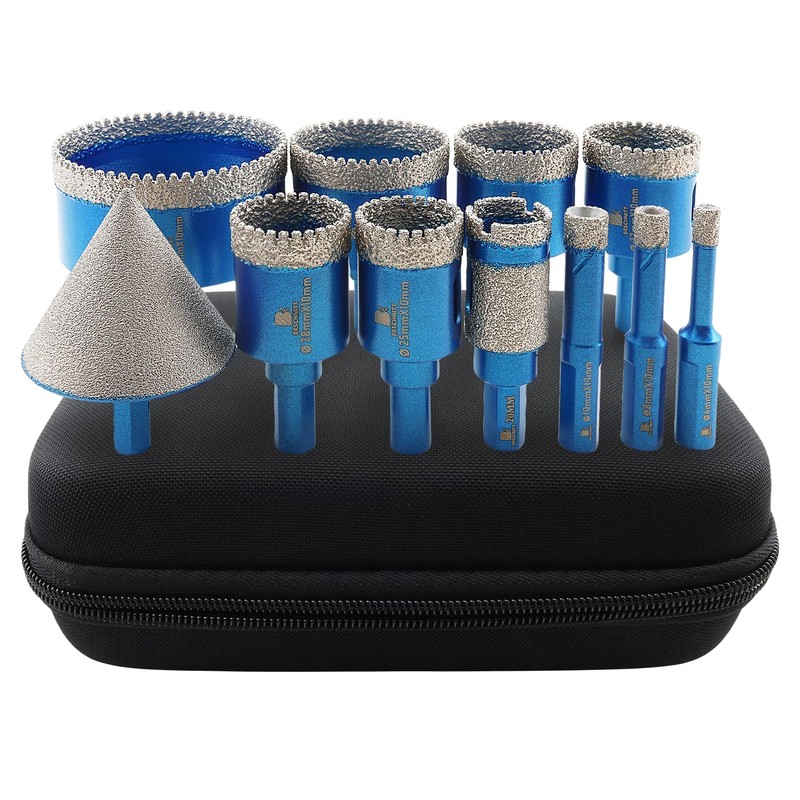Tile Hole Saw Kit Diamond- BRSCHNITT 11pcs Diamond Core Drill