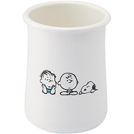 Peanuts Enamel Cutlery Stand, White, Size: Approx. W9.3, D9.3, H12, SNJ-2309
