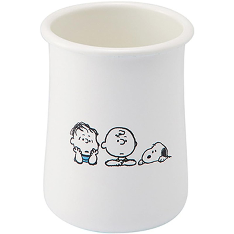 Peanuts Enamel Cutlery Stand, White, Size: Approx. W9.3, D9.3, H12,