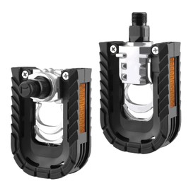 TRIWONDER Bicycle Pedals with Reflective Strips for E-Bike, Mountain Bike, Road Bike (01 Black - Foldable, One Size)