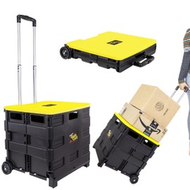 dbest Products Quik Cart - Cajón Plegable con Ruedas para Profesores, Capacidad de 80 Libras, Hecho de plástico Resistente y Utilizado como Asiento, C