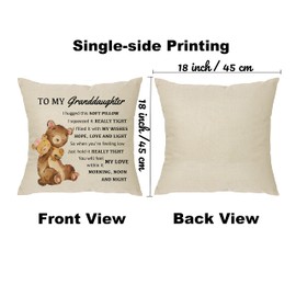 XUNLIZXY To My Granddaughter Pillowcase Gift,Funny Granddaughter Pillow Cover For Girls Birthday Christmas Granddaughter Gift From Grandparents Cushion Cover 18"x 18"
