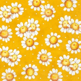 IHR Napkin Daisy Dream Pack of 20 Paper W 33 cm x L 33 cm Spring Printed on One Side White Ideal for Decoupage and Creative Projects