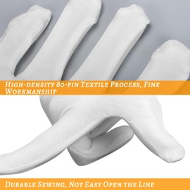 Cotton Gloves,10 Pair White Cotton Gloves for Dry Hands,Moisturzing Gloves for Eczema,Coin,Jewelry,Silver Inspection Gloves