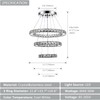 CLAIRDAI Modern Crystal Chandeliers Adjustable Crystal 3 Ring LED Ceiling