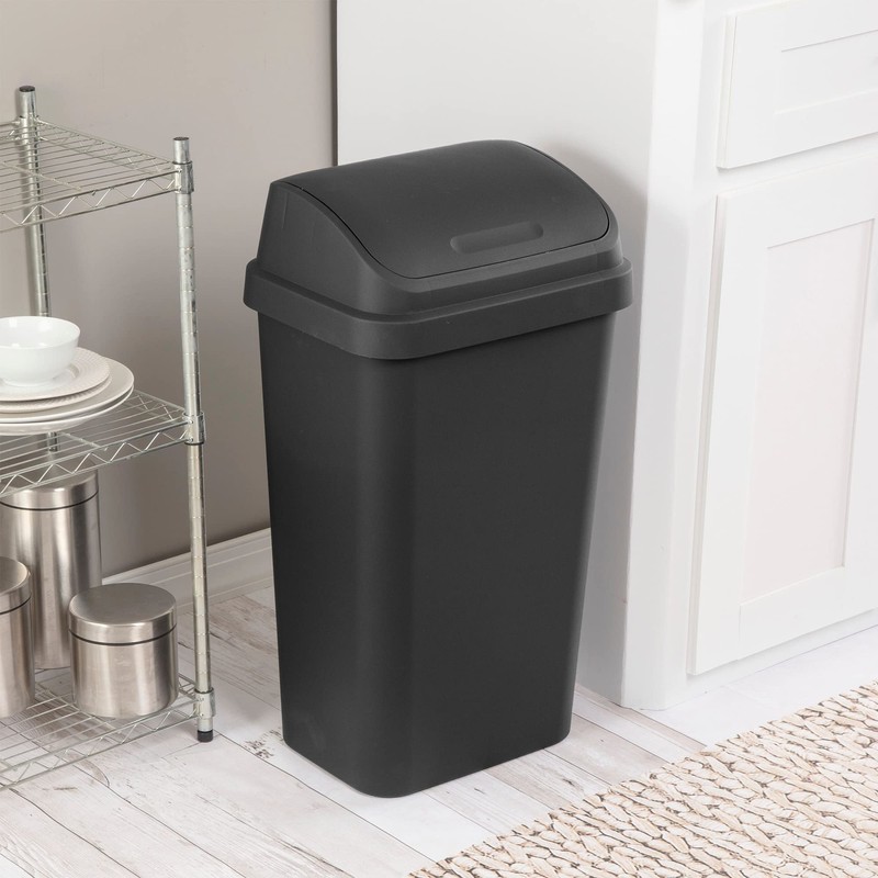 Sterilite Wastebasket SWINGTOP BLK 13GA 10899004