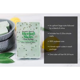 Swan Creek Citrus & Sage 5.25oz Drizzle Melts 4-Pack | Soy Wax Melts Herbal Fragrance for The Home | Citrus Scented Break Apart Soybean Wax | Made in The USA