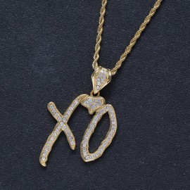Sparkling XO Necklace for Women XO Pendant Jewelry for Date Party and Special Occasions - Gold