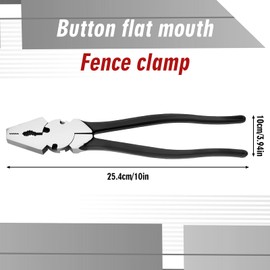 Lanties 10'' Fence Pliers Button Fencing Pliers Heavy Duty for Bending Cutting and Gripping Flat Nose Wire Cutter Plier for Construction and Wire Fence Resists Rust and Corrosion