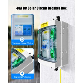 40A DC Solar Disconnect Switch – IP65 PV Circuit Breaker Box, 500V PV Disconnect Switch with Surge Protector & Solar Panel Connectors (Plug-and-Play)