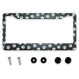 Smooffly Paw Prints License Plate Frame Metal License Plate Front Plates Frames Car Tag Frame for Women Men US Vehicles Standard 12.2 x 6.3 Inch