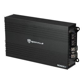 Rockville RD600.1 2400W Peak / 600W RMS Mono 1-Ohm Car Amplifier, Class-D, Metal Bass Remote w/Clip Indicator, Low Pass & Subsonic Filters, Compact & High-Efficiency, Ideal for Subwoofers