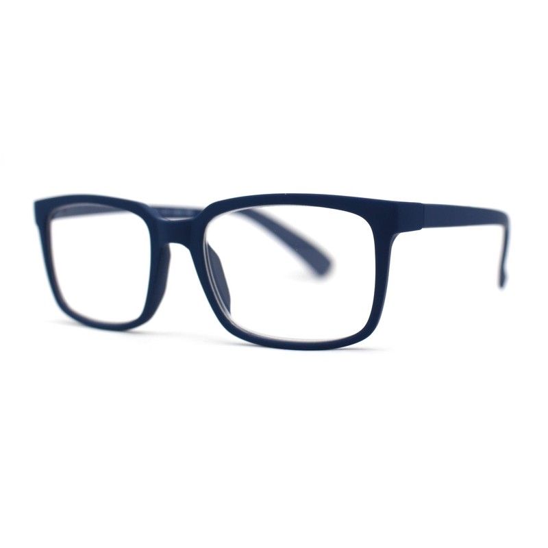 SA106 Stylish Matte Finish Rectangle Plastic Reading Glasses Blue +3.25