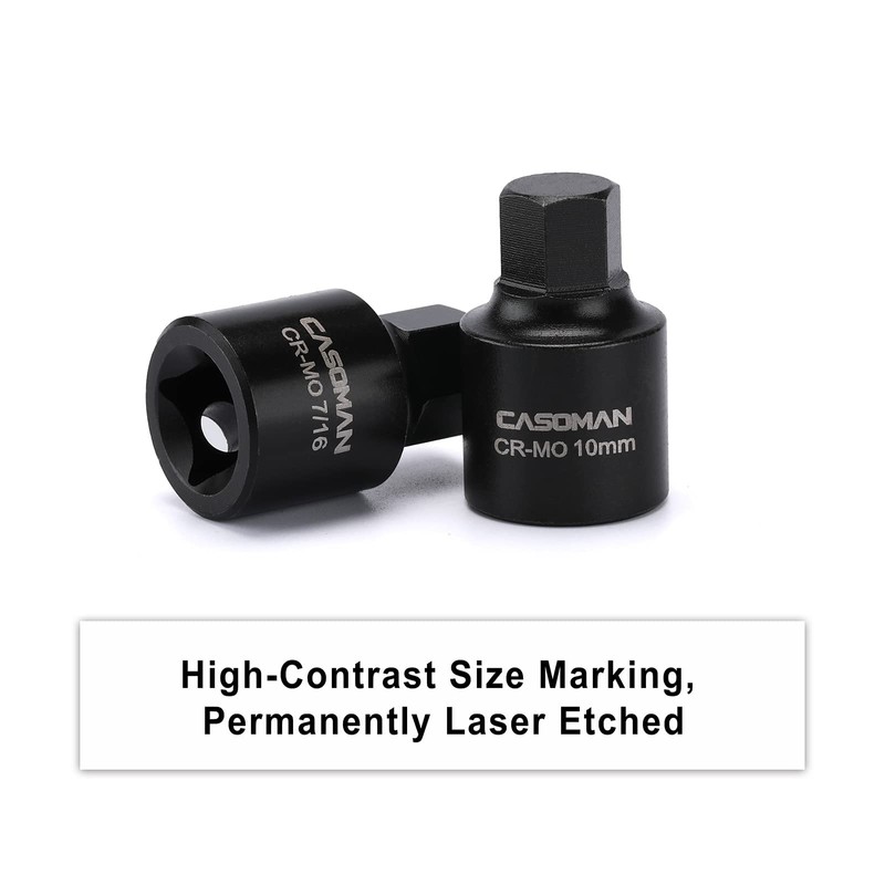 CASOMAN 16 Piece 3/8 Inch Drive Low Profile Impact Hex