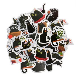 92 Black Cat Stickers, Cute Stickers, Cartoon Graffiti Stickers, Can Be Used to Decorate Notebooks, Photo Albums, Scrapbooks, Guitars, Etc.