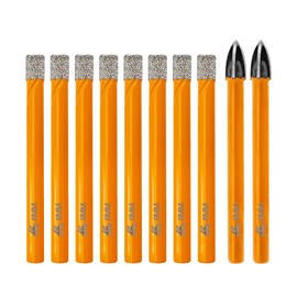EXFEIN Diamond Drill Bits - Tile Drill Bits Kit 6mm 8pcs & Carbide Drill Bits 6mm 2pcs for Drilling Ceramic Porcelain Tile Marble Granite Masonry