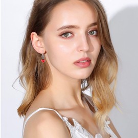 Vintage Rose Leverback Earrings 925 Sterling Silver Oxidized Retro Antique Dangle Earrings with Crystal from Austria, Valentine Wedding Jewelry Gifts for Women, Sterling Silver, crystal