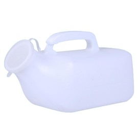 Men's Portable Urinal with Lid 1200ml Plastic Urine Bottle for Elderly Car Use Graduated Design No Spill Odorless Easy to Grip Lightweight Durable Nighttime Relief Urinals for Men Pee Bottle(White)