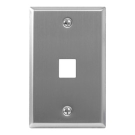 ICC 1-Port Keystone Wall Plate (1 Pack), UL Listed, Stainless Steel, Single Gang Wall Plate for RJ45 Modular Jack and Inserts, Brushed Finish