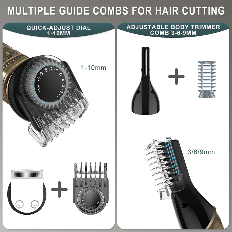 Hatteker Beard Trimmer Kit Professional Barber Zero Gap T Blade