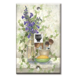 Art Plates - One Port RJ11 - Telephone decorative printed keystone style wall plate. CAT3 - RJ12 Female to Female phone jack. Works for phones, fax, ect. - Bath Brushes