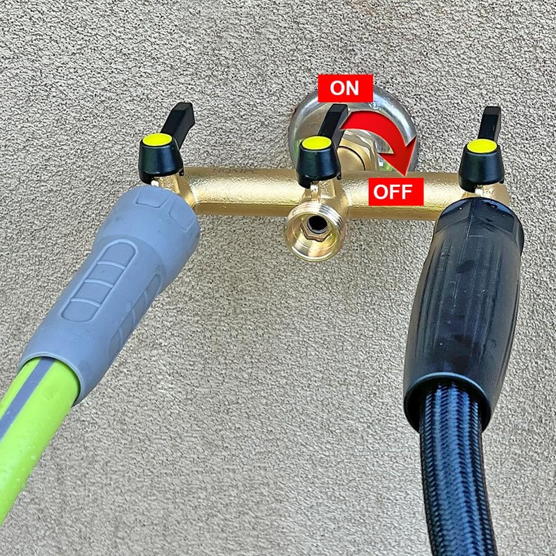 HQMPC Hose Splitter Garden Hose 3 Way Valve Brass Hose
