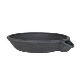 Creative Co-Op Large Decorative Vintage Clay Bowl with Handle for Storage, Black