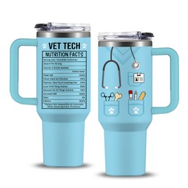NIAXAUYT Vet Tech Gifts for Women Men, Vet Tech Nutrition Facts Tumbler Cup 40 OZ, Vet Tech Week Gift, Appreciation Gift for Vet Techs, Veterinary Technician Gifts for Birthday Graduation Christmas
