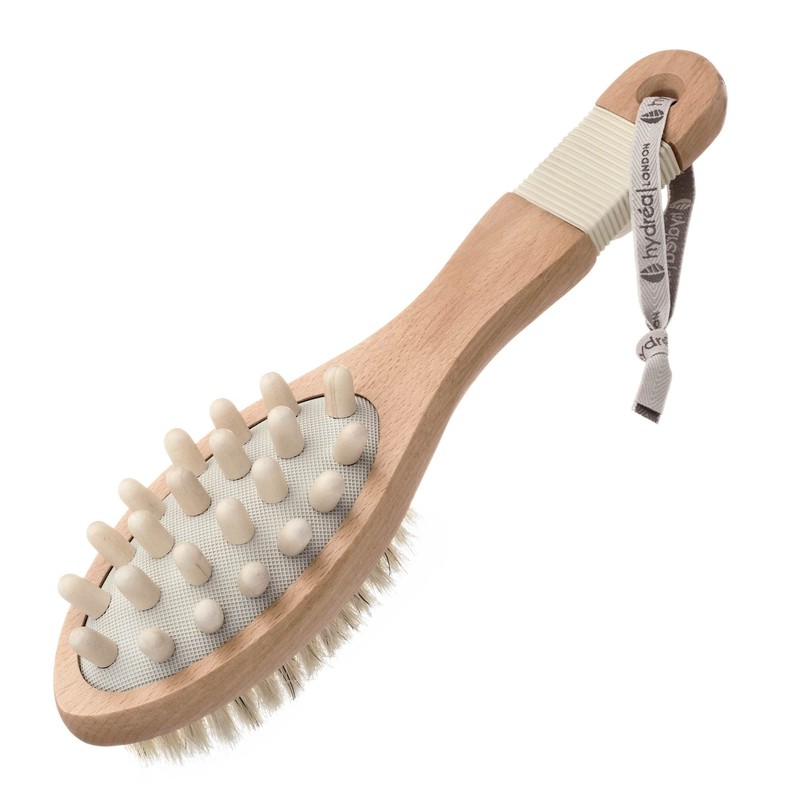 Hydrea London Combination massage brush with wooden pegs and natural