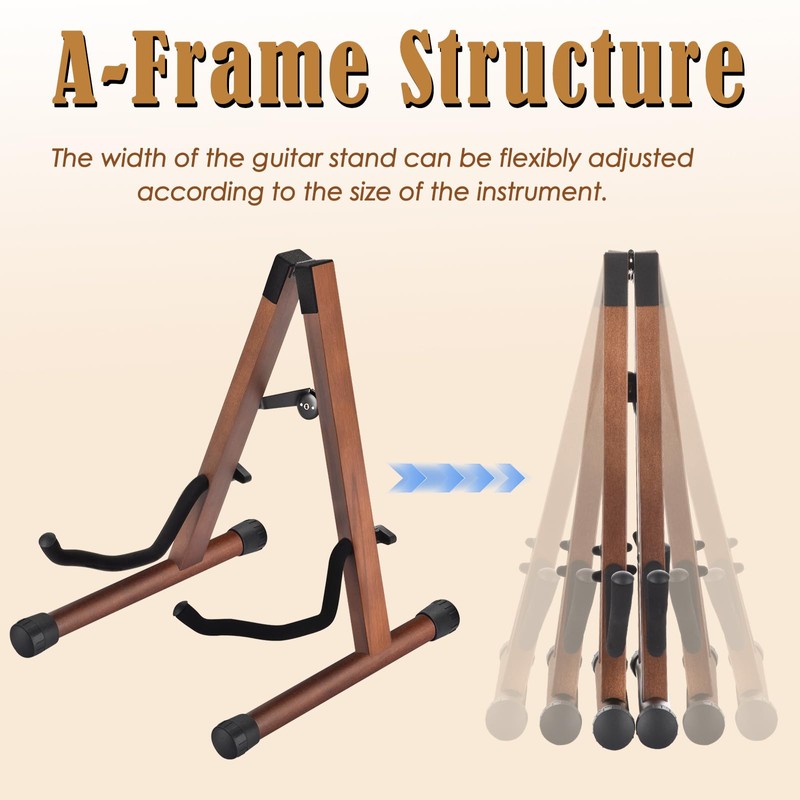 DOMMI Wooden Guitar Stand, Adjustable Acoustic Guitar Stands, A-Frame Electric