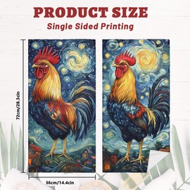 Rooster Hand Towels Highly Absorbent Starry Night Bathroom Kitchen Towels Set of 2 Lightweight Breathable Face Towels for Bathroom Gym Hotel Sport Decor Gifts for Women Man 14"x28"