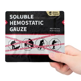 RHINO RESCUE Hemostatic Gauze 4"*35"(3ft) for Quick Clotting,Stop Bleeding Gauze,Combat Gauze, HSA/FSA Eligible, 1 Count