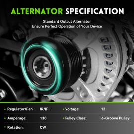 WAGSON 11573N New Alternator Replacement for 3.5L Honda Odyssey 2011-2013, Pilot 2012-2015, Ridgeline 2012-2014, Replace 104210-1240 9764219-124 31100-RV0-A01, V6 12V 130 Amp (Not for GMC)