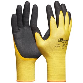 Gebol - Pro Tex Work Gloves with Waterproof Double Coating - Good Fit and Grip - 1 Pair - Size XL (Size 10) - Yellow/Black