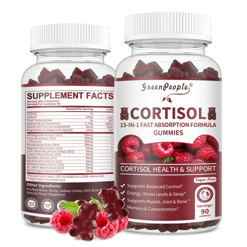 GreenPeople 2x Cortisol Ashwagandha L-Theanine Relieve Stress, Adrenal Support Supplement