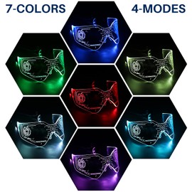 SAFEBAO Led Visor Glasses for Adult with 7 Colors and 4 Modes Rechargeable Light Up Glasses perfect for Festivals,Party,Gift,Dance,Show