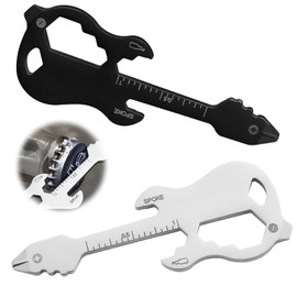 HAYGEM Pack of 2 Multitool Keyrings 12 in 1 Made of Stainless Steel, Guitar Shaped Bottle Opener, Multifunctional Keyring, Can Open Bottles, Couriers Open