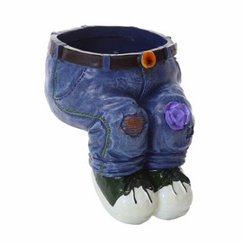 QUINTRA Creative Outdoor Flower Pot, Resin Flower Pot, Cute Denim Garden Figurines for Home Decoration or Outdoor (Straight Legs) Flower Pots (Blue, One Size)