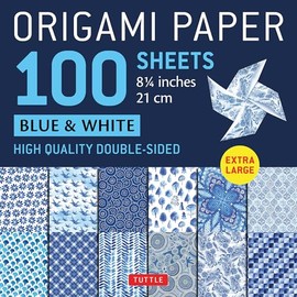 Origami Paper 100 sheets Blue & White 8 1/4 (21 cm): Extra Large Double-Sided Origami Sheets Printed with 12 Different Designs (Instructions for 5 Projects Included)