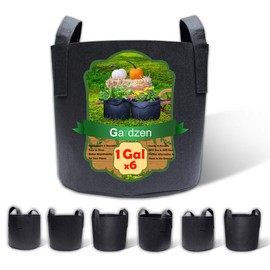 Gardzen 6-Pack 1 Gallon Grow Bags, Aeration Fabric Pots with Handles