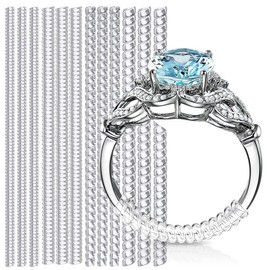 MTQ Ajustador de Anillos, Paquete de 12 Piezas Ajustador de Tamaño de Anillo,Ajustador de Anillo Invisible de Resorte Transparente, 4 Tamaños Ajustables a Casi Cualquier Anillo, Durable y Cómodo.