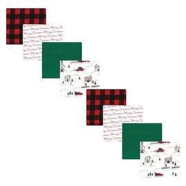 Hudson Baby Unisex Baby Cotton Flannel Receiving Blankets Bundle Set, Christmas Scene, One Size