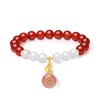 ZHOU LIU FU White Chalcedony Bead Charm Bracelet Red Agate