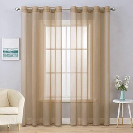 MIULEE - Juego de 2 cortinas transparentes con ojales, para baño, recamara y sala de
