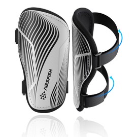Shin Pads Boys CE Certified Airsfish Kids Football Shin Guards Breathable Non Slip Extended Adjustable Straps Lightweight Soccer Shin Pads for Boys Girls Teens Leg Calf Protective Gear